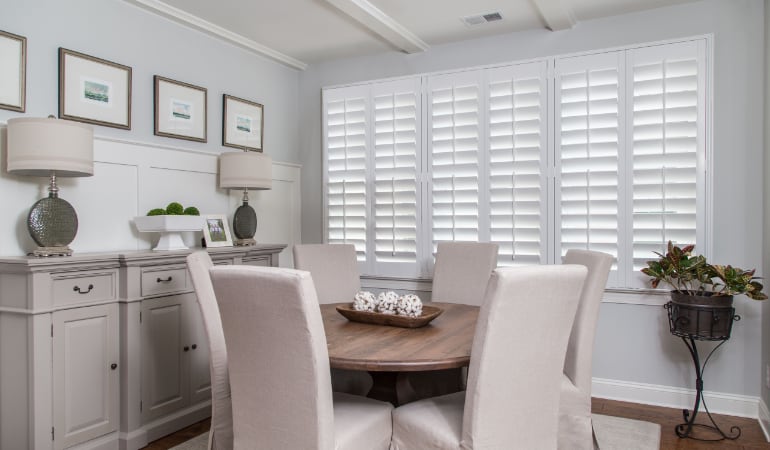  Plantation shutters in a Denver dining room.